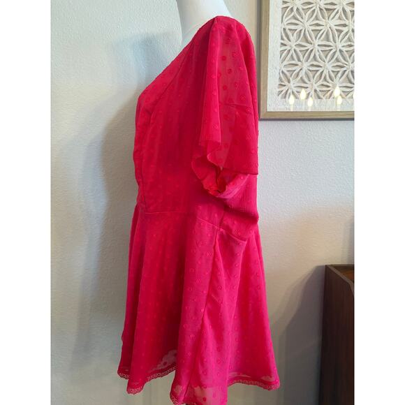 TORRID Blouse | Dark Pink Peplum Top Flutter Sleeve | SIZE 2 - Picture 8 of 10